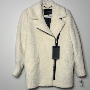NWT Andrew Marc wool & alpaca winter white moto style long line coat size 8